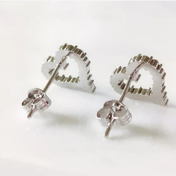 Love Heart Silver Australian Crystal Stud Earrings Valentine's‎ Day Jewelry - Picture 9 of 10